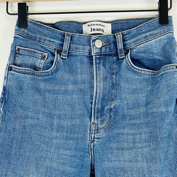 Reformation High & Skinny Taper Ankle Jeans Darwin Wash 10" Inseam Womens Sz 26 - Picture 2 of 9